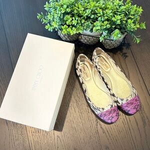 Jimmy Choo Snakeskin Pink and Black Flats
